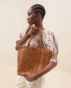 Best Loeffler Randall Angelo Timber Woven Leather Tote Timber /><noscript><img width=