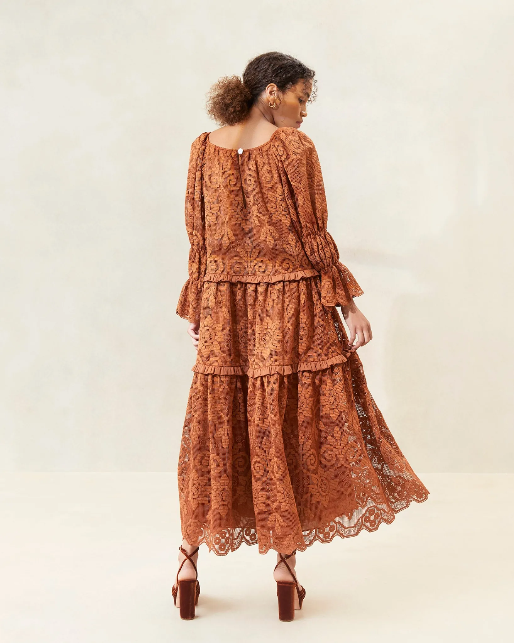 Discount Loeffler Randall Antoinette Tiered Lace Dress Sage