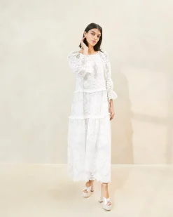 Discount Loeffler Randall Antoinette Tiered Lace Dress Sage