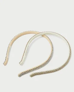 Sale Loeffler Randall Anya Gold/Hay Skinny Headband Set Gold/Hay />
