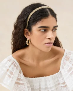 Sale Loeffler Randall Anya Gold/Hay Skinny Headband Set Gold/Hay /><noscript><img width=