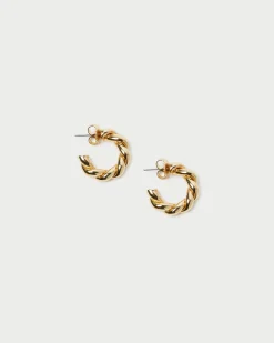 Sale Loeffler Randall Atlas Gold Twisted Hoop Earrings Gold />