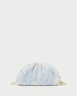 Hot Loeffler Randall Bailey Blue Floral Pleated Clutch Dusty Blue Floral