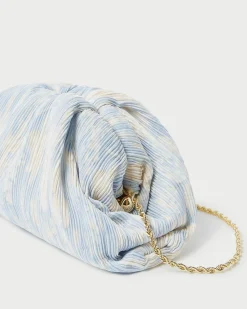 Hot Loeffler Randall Bailey Blue Floral Pleated Clutch Dusty Blue Floral