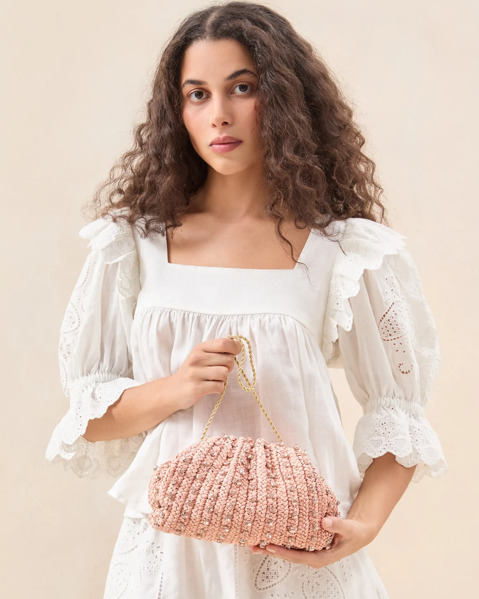 Best Loeffler Randall Bailey White/Crystal Dome Clutch White/Clear