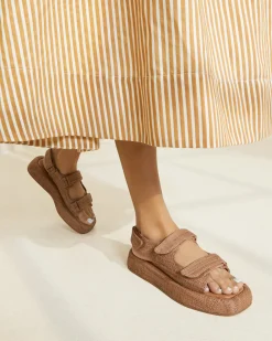 Hot Loeffler Randall Blaise Raffia Platform Sandal Brown
