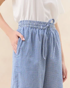 Discount Loeffler Randall Blake Blue Gingham Embroidered Pant Blue Gingham />