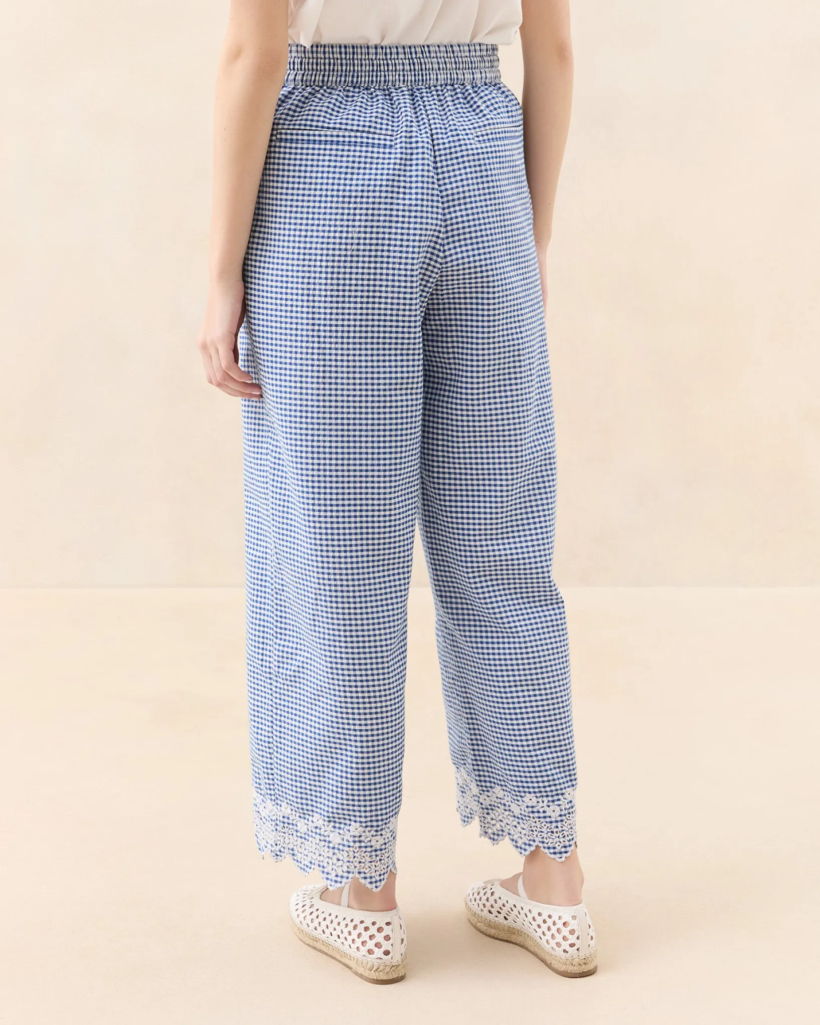 Discount Loeffler Randall Blake Blue Gingham Embroidered Pant Blue Gingham />