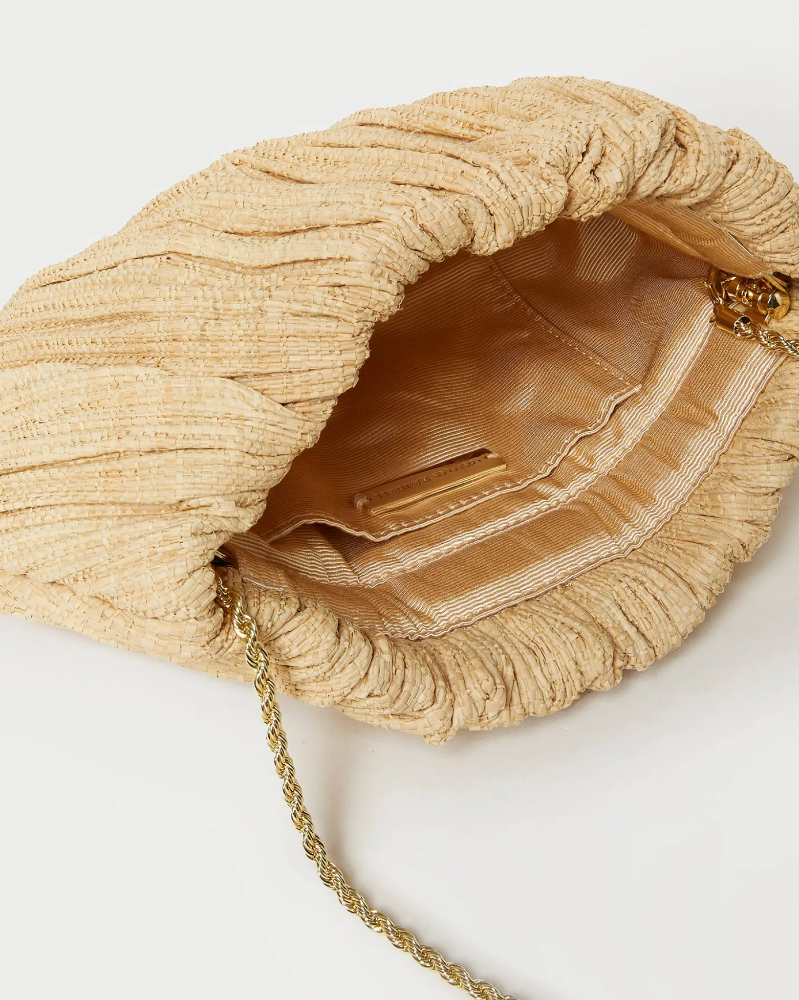 Clearance Loeffler Randall Brit Lamé Pleated Clutch Gold