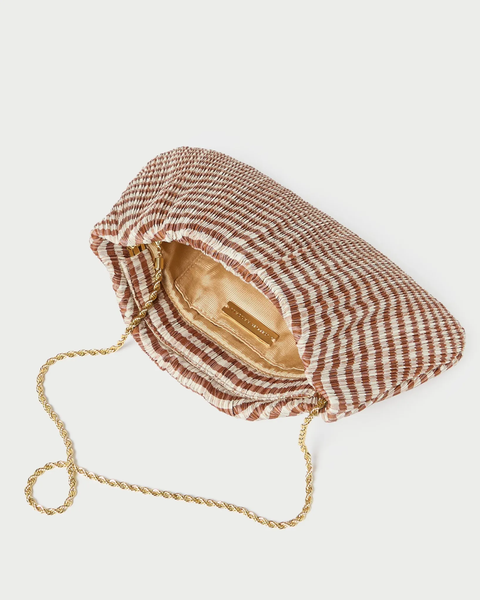 Clearance Loeffler Randall Brit Lamé Pleated Clutch Gold