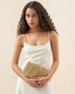 Loeffler Randall Brit Flat Pleated Clutch Pearl