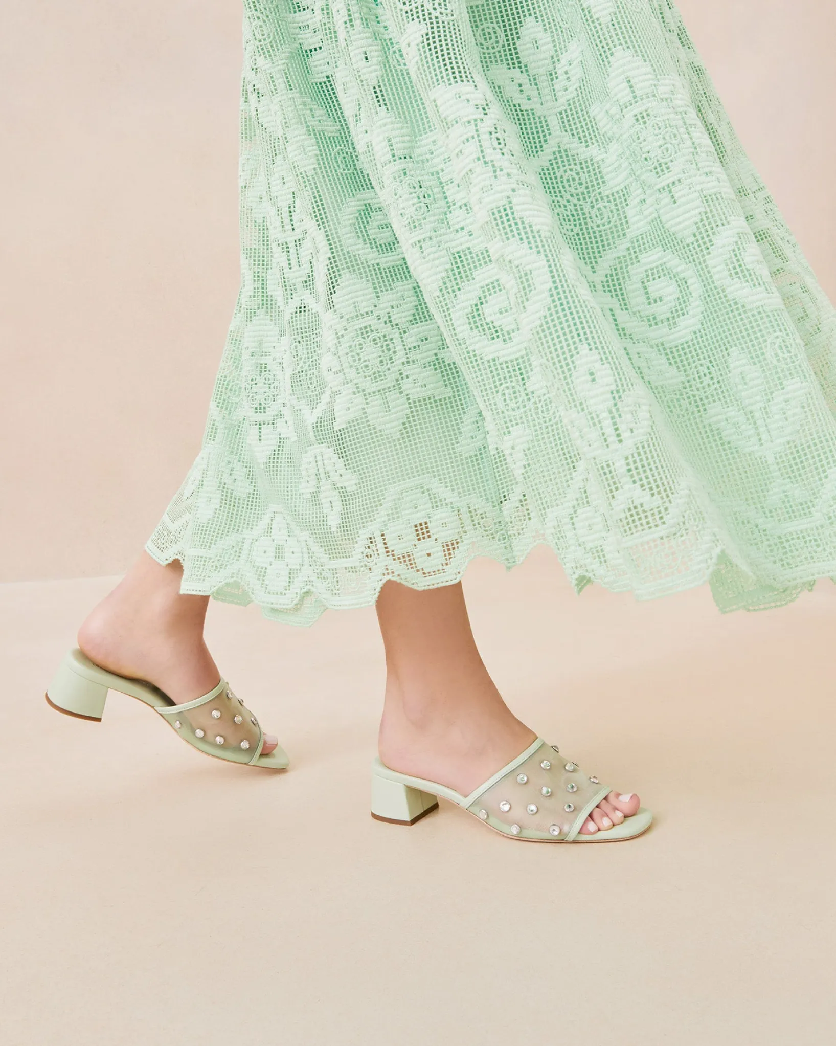 Outlet Loeffler Randall Brooke /Crystal Mesh Mule Seafoam