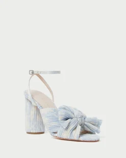 Hot Loeffler Randall Camellia Blue Floral Bow Heel Dusty Blue Floral