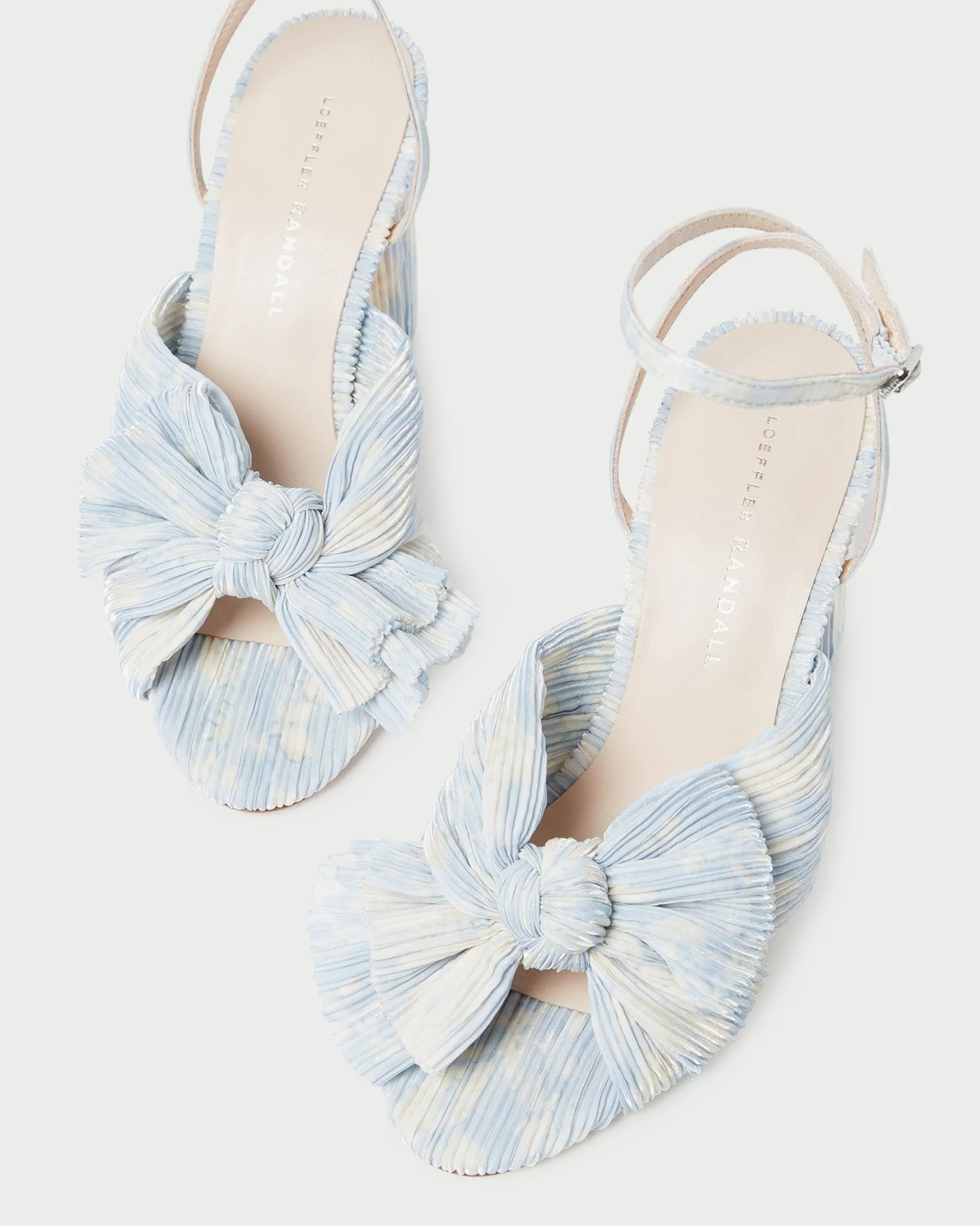 New Loeffler Randall Camellia Pleated Bow Heel Champagne