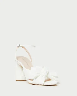 New Loeffler Randall Camellia Pleated Bow Heel White