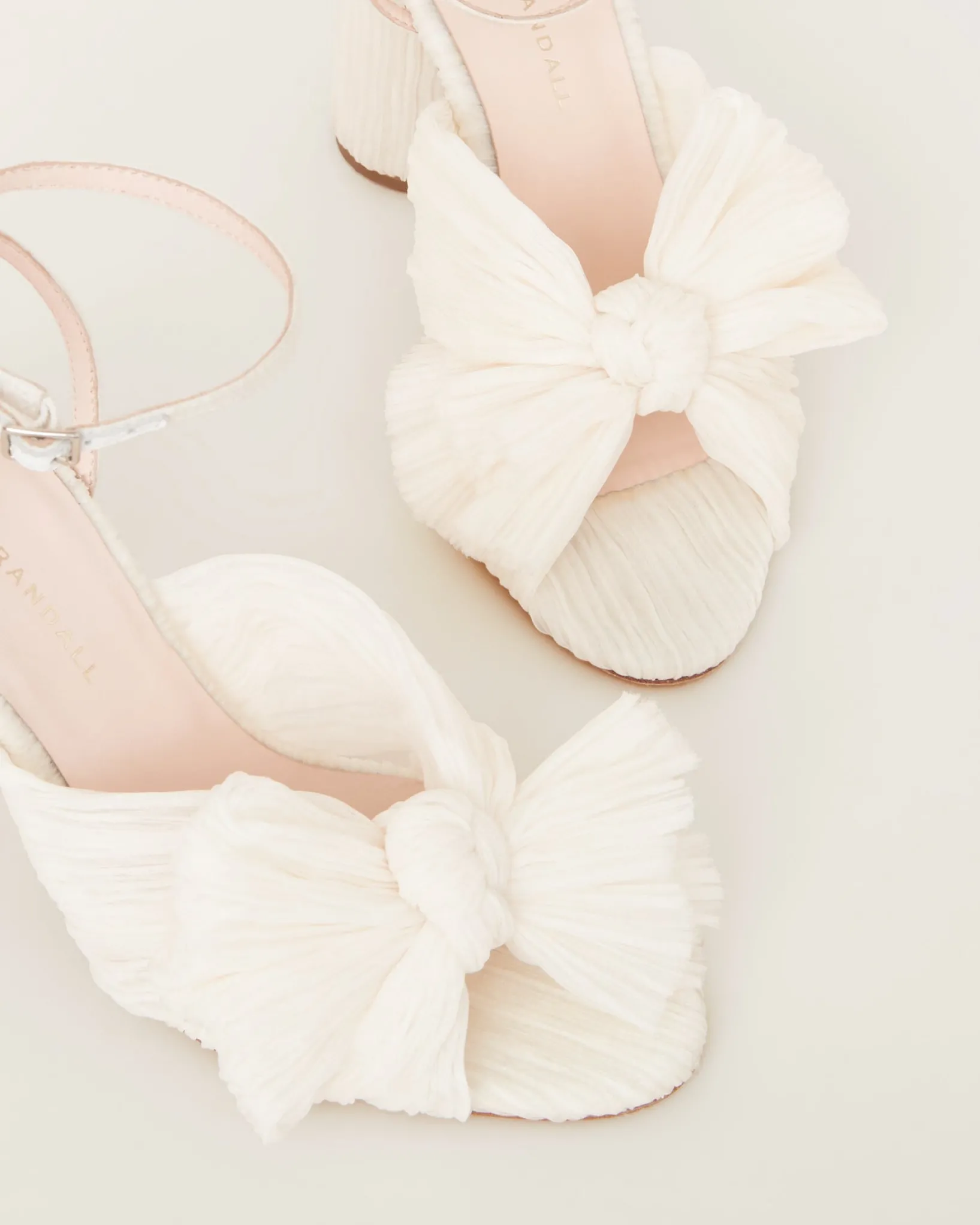 New Loeffler Randall Camellia Pleated Bow Heel White