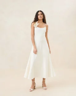 Hot Loeffler Randall Cassidy Cream Slim Rosette Dress Cream /><noscript><img width=