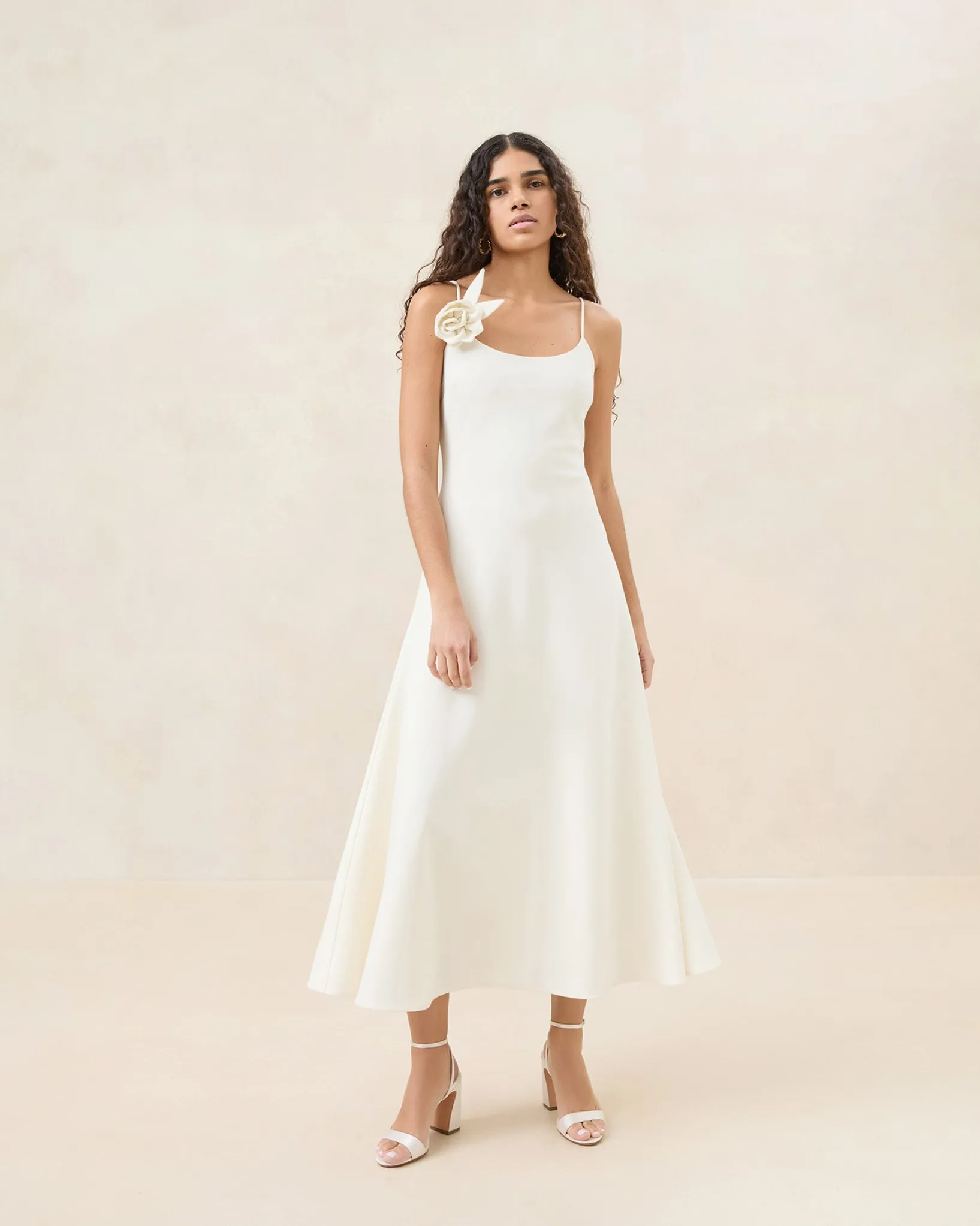 Hot Loeffler Randall Cassidy Cream Slim Rosette Dress Cream />