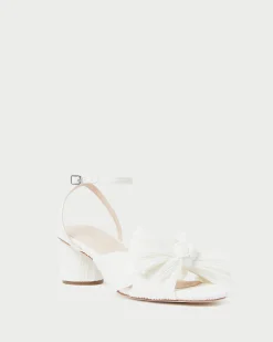 New Loeffler Randall Dahlia Pleated Bow Heel White