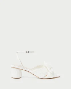 New Loeffler Randall Dahlia Pleated Bow Heel White