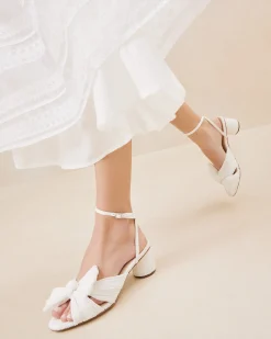 New Loeffler Randall Dahlia Pleated Bow Heel White