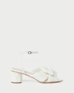 New Loeffler Randall Dahlia Pleated Bow Heel White