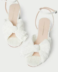 New Loeffler Randall Dahlia Pleated Bow Heel White