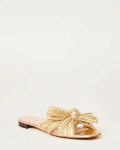 Hot Loeffler Randall Daphne Pleated Bow Slide Gold