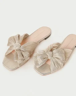 Hot Loeffler Randall Daphne Pleated Bow Slide Gold