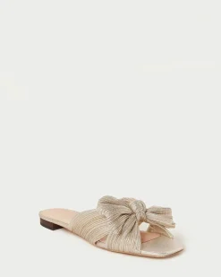 Hot Loeffler Randall Daphne Pleated Bow Slide Gold