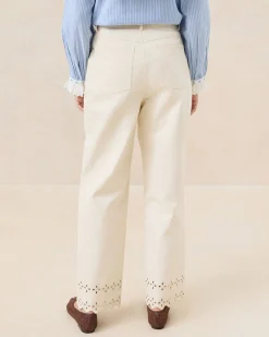 Sale Loeffler Randall Demi Natural Embroidered Pant Natural />