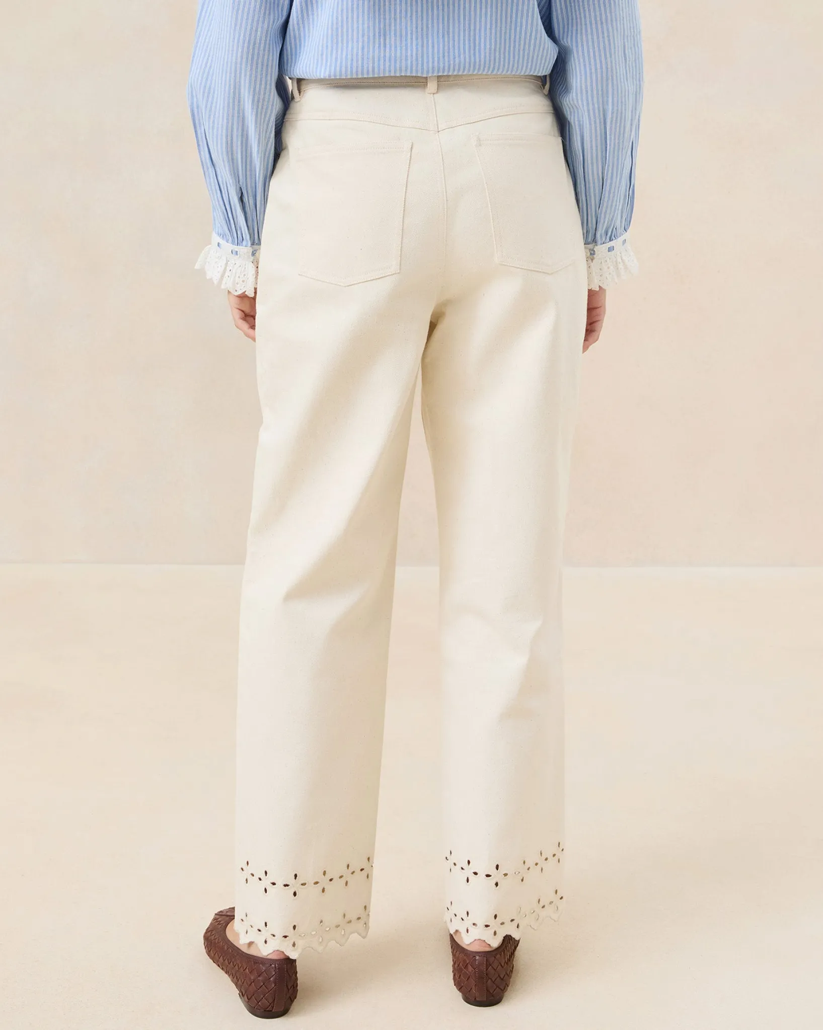 Sale Loeffler Randall Demi Natural Embroidered Pant Natural />