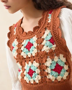 Online Loeffler Randall Eddie Brown/Cream Floral Vest Brown/Cream Floral />