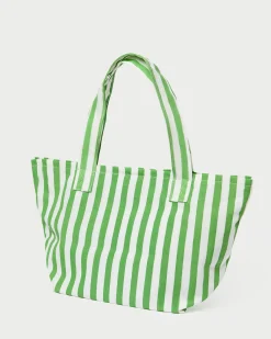 Online Loeffler Randall Ellis Green Stripe Packable Tote Green/Cream Stripe