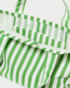 Online Loeffler Randall Ellis Green Stripe Packable Tote Green/Cream Stripe