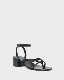 Clearance Loeffler Randall Eloise Leather Heeled Sandal Black