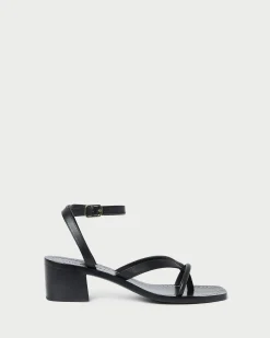 Clearance Loeffler Randall Eloise Leather Heeled Sandal Black