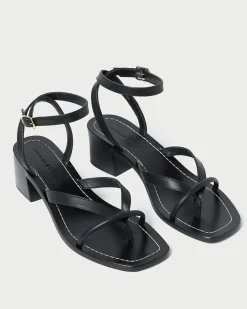 Clearance Loeffler Randall Eloise Leather Heeled Sandal Black