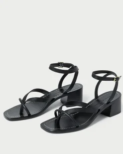 Clearance Loeffler Randall Eloise Leather Heeled Sandal Black