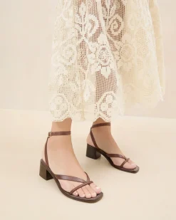 Clearance Loeffler Randall Eloise Leather Heeled Sandal Black