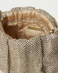 New Loeffler Randall Ember Gold Diamanté Gathered Clutch Gold /><noscript><img width=