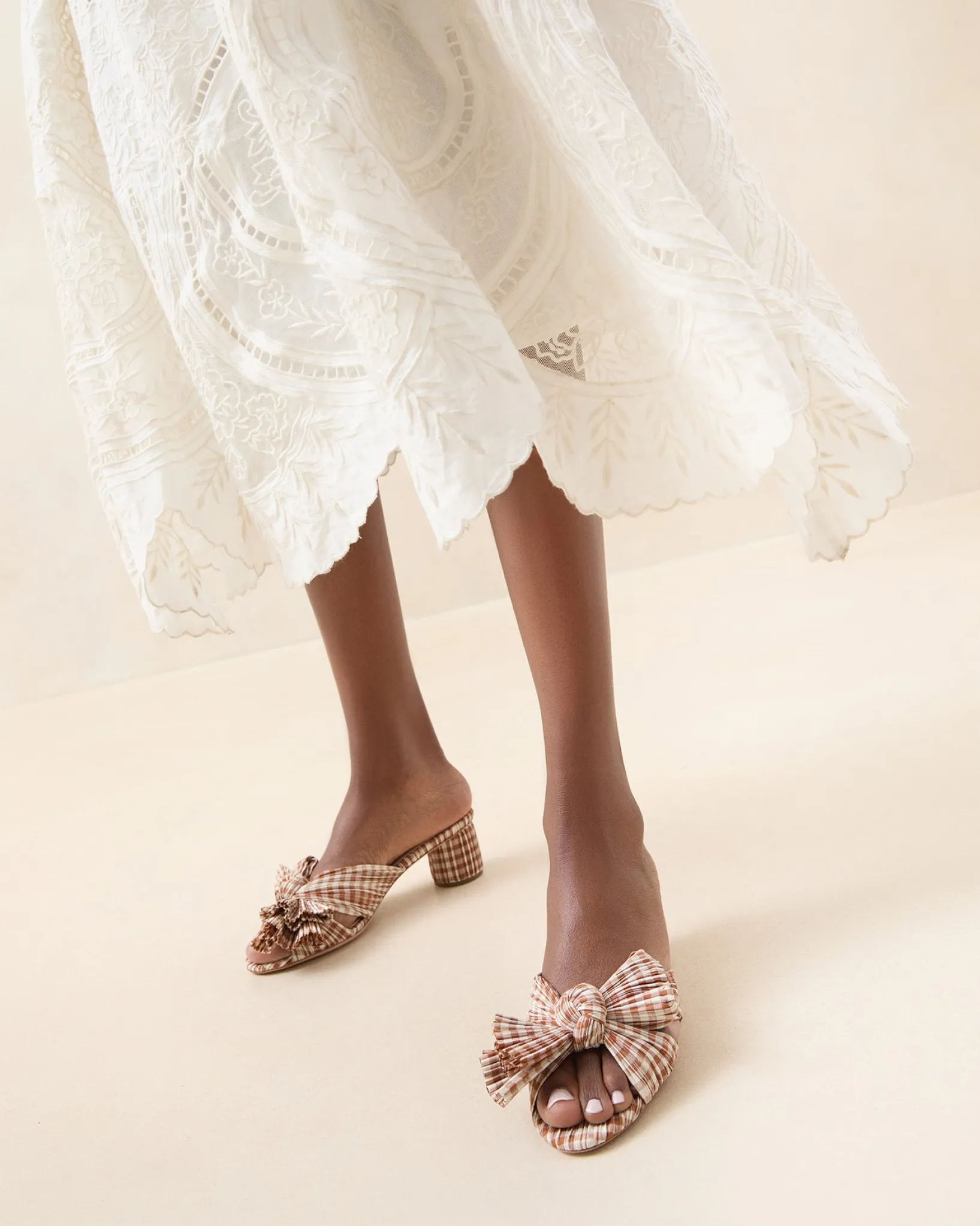 Sale Loeffler Randall Emilia Bow Heel Brown Gingham