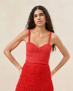 Loeffler Randall Emmie Poppy Woven Bustier Top Poppy />