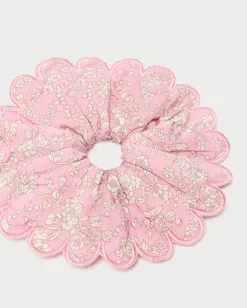 New Loeffler Randall Frankie Pink Floral Scallop Scrunchie Pink Rosette Floral