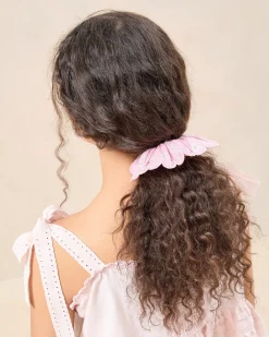 New Loeffler Randall Frankie Pink Floral Scallop Scrunchie Pink Rosette Floral