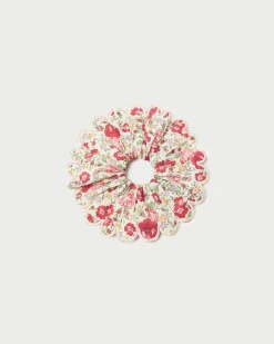 New Loeffler Randall Frankie Pink Floral Scallop Scrunchie Pink Rosette Floral