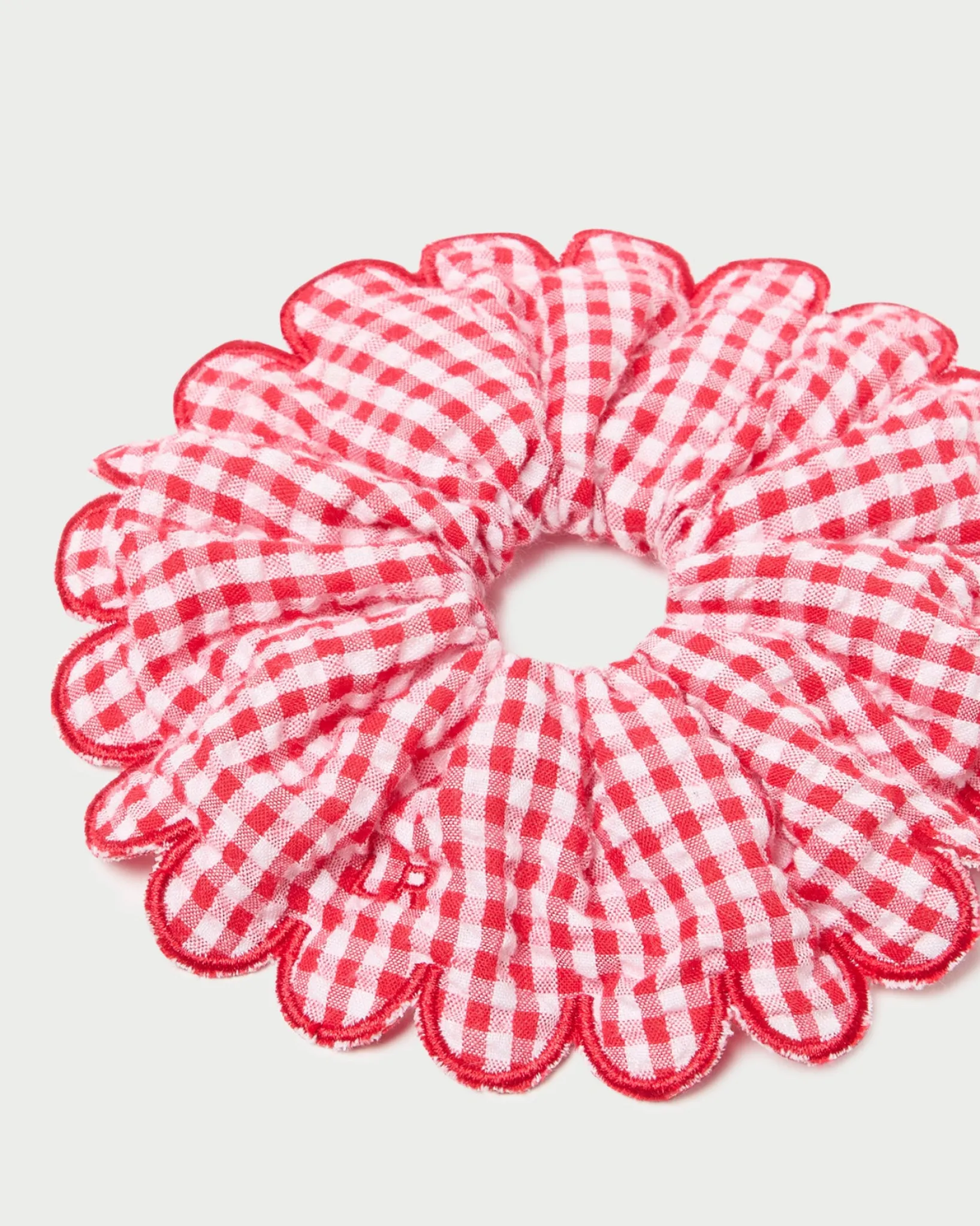 New Loeffler Randall Frankie Pink Floral Scallop Scrunchie Pink Rosette Floral
