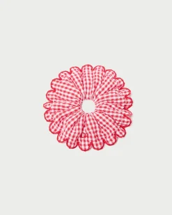 Hot Loeffler Randall Frankie Scallop Scrunchie Red Gingham