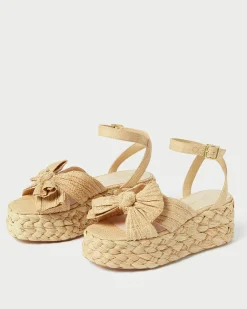 New Loeffler Randall Gaby Pleated Bow Espadrille Natural