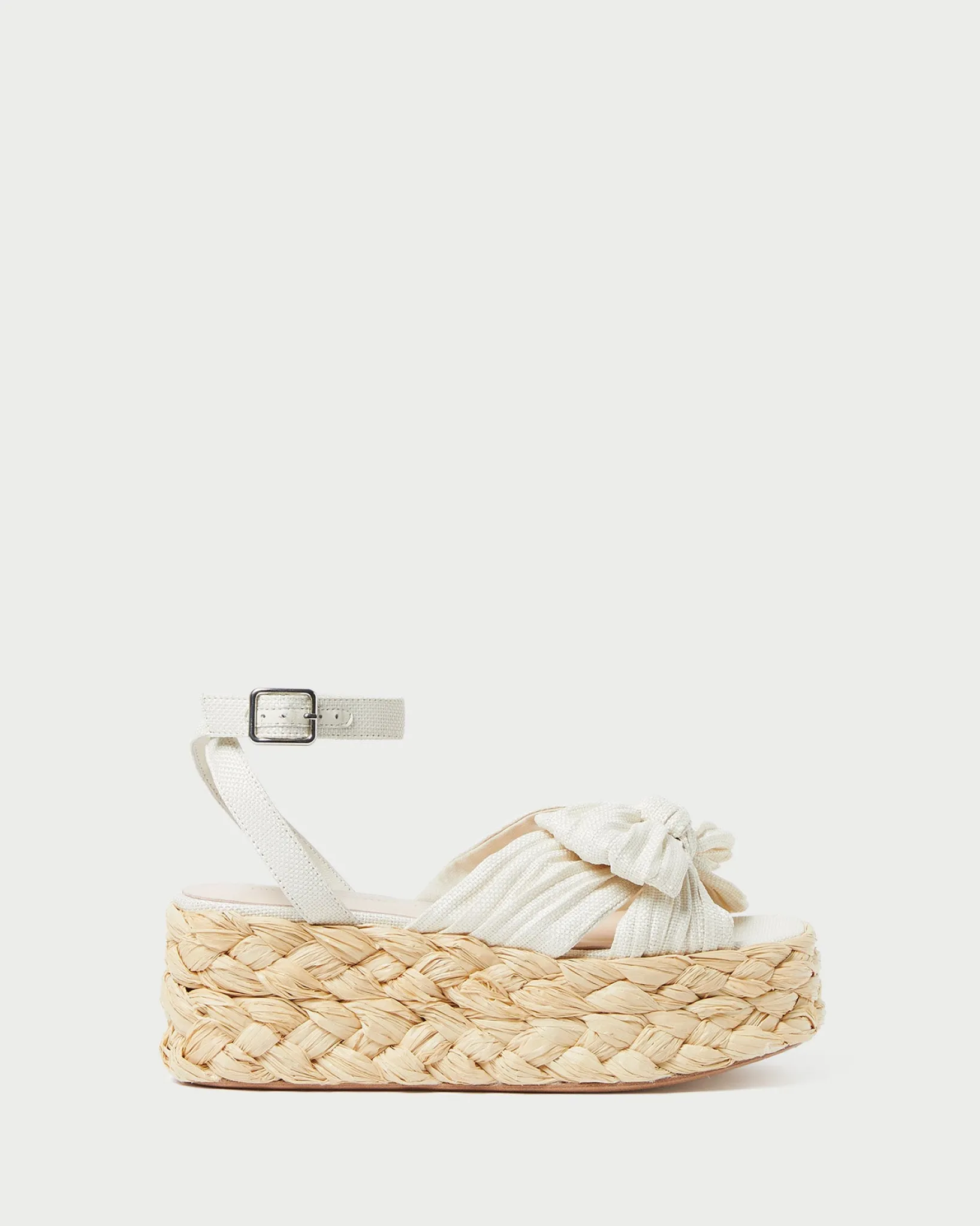 New Loeffler Randall Gaby Pleated Bow Espadrille Natural